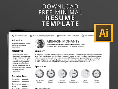 Free Mimimal Resume/CV Template cv design flat free freebie illustrator minimal print resource resume template vector