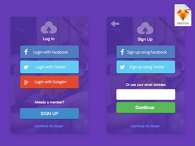 Mobile Sign up form template for Sketch and Dribbble lovers