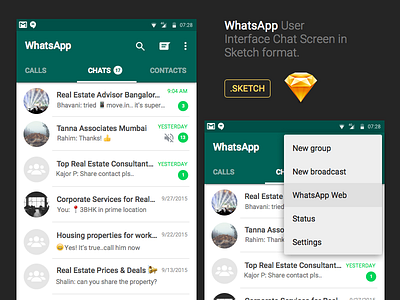 WhatsApp Chat UI Design in Sketch for Dribbble lovers app chat free freebie message new resource sketch ui whatsapp