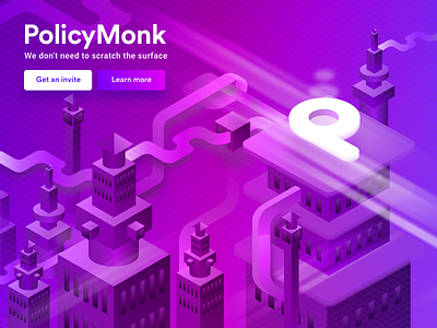 Policy Monk - Isometric illustration app branding design flat icon illustration isometric logo typography ui vector web