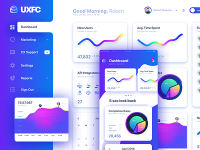 Dashboard - UX Flashcard - Day Theme app branding dashboard design flat icon illustration logo typography ui ux web