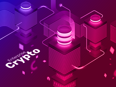 Crypto Enterprise 3d app blockchain branding colors design illustration isometric landing ui ux web