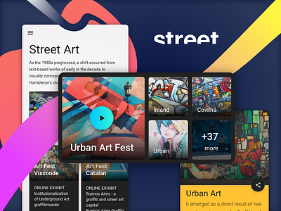 Ui Kit Pages - Street Art branding card design flat interface kit mobile sketch typography ui ux web