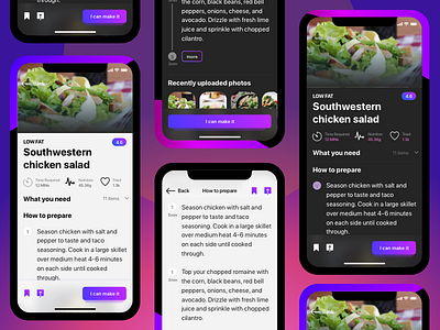 Healthy Salad Recipe App app colors design food graphics interface iphone product sketch ui ux web