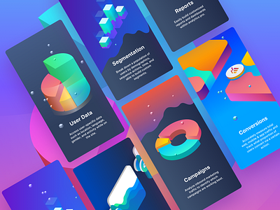 App Analytics Pro User Onboarding 3d analytics app branding chart colors colours dashboard design graph graphics icon illustration infographic interface isometric onboarding sketch ui ux