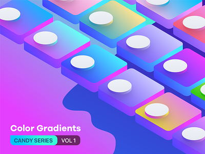 2 Color Gradients Candy Series Vol 1 blue colors colorswatch colour cyan gradient green isometric magenta orange palette pink sketch swatch yellow