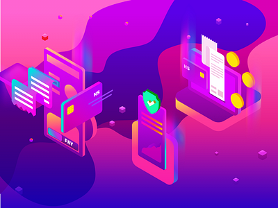 Crypto Instant Payment - Spot Illustrations affinity blockchain blue branding colors crypto cyan gradient illustration interface isometric isometric icons landing mobile spot ui ui design vector web