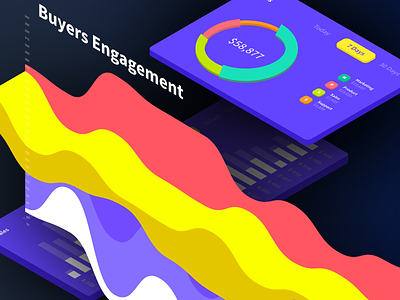Sellers Dashboard - B2B 1.4 WIP in Isometric grid for promotion 3d amazon analytics app blue chart charts colors dashboard flipkart gradient graph graphics isometric mobile purple sell ui ux web