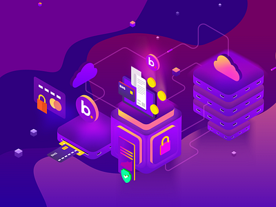 Crypto BNS Token Illustration - Landing Page affinity bitbns blockchain blue branding colors crypto design gradient illustration interface isometric isometric icons landing mobile ui ui design vector web