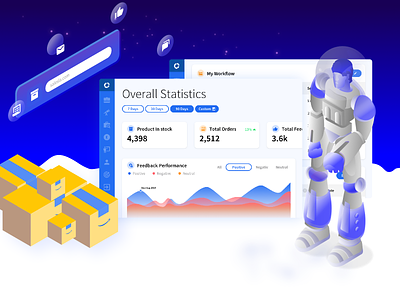Salesla - Sell Faster - Amazon Sellers amazon b2b blue character colors dashboard design gradient graphicdesign graphics home illustration isometric landing sale salesla selling stats ui ux