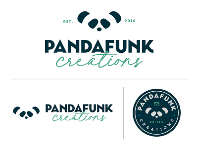 Pandafunk Creations Logo animal branding cards design designer graphic design illustration invitations logo panda panda bear stationary