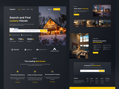 Pagoupon - Properties Agency Landing Page design exploration home houses illustration landing page landingpage logo properties property rent services ui uidesign user interface