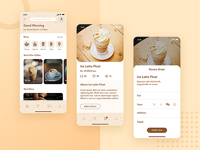 Coffea - Coffee Mobile Application application branding coffee coffeeshop design exploration interface mobile mobile app product products ui uidesign user interface