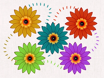 Stitched Flowers art branding creativeart design graphic design illustration
