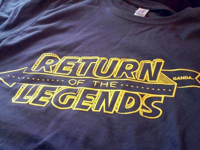 T-shirt Return of the Legends arrow legend return silk screen t shirt typography yellow