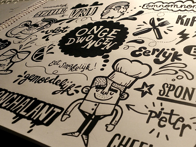Ongedwongen eat food illustration marker paper posca restaurant sketch typography