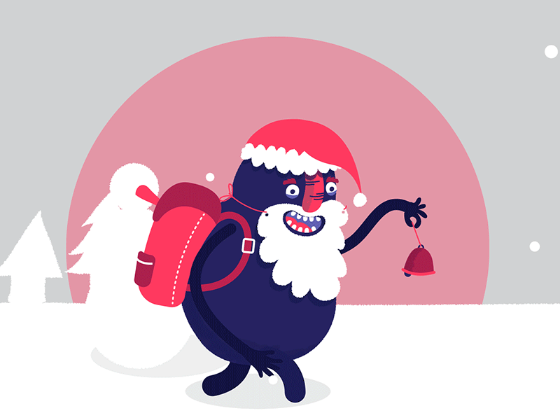 Christmas greetings animation bell christmas in60seconds monster santa snow walk walking