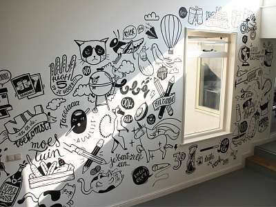 Mural in60seconds black white doodle drawing illustration molotow mural timelapse video wall