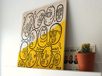 Monsters Wood drawing faces geometric graphic ilustration markers molotow monsters posca sale shop wood