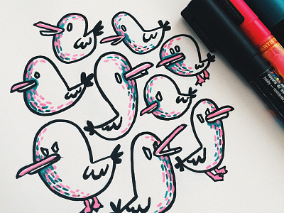 Seagulls bird doodle illustration molotow posca seagull seagulls