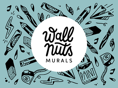 Wallnuts murals logo amsterdam drawing handlettering illustration lettering logo logo design mural wall painting wallnuts