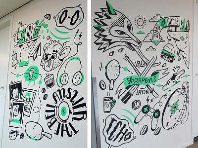 Mural at Yieldr Amsterdam pt 2 amsterdam drawing illustration lettering mural type wall wall painting wallpainting