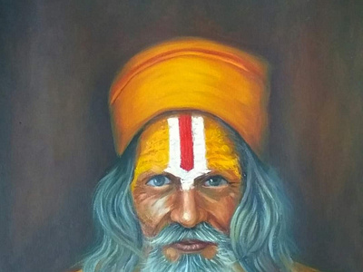 Sadhu | Oil on paper | Size-14 x 22 inches | Yr-2020 culture design figure illustration india painting portrait ramrokade