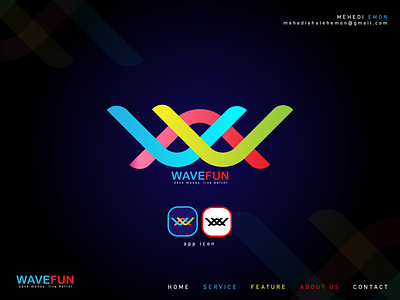 WAVEFUN adobe agency art brand identity branding company concept creative design fun graphic design illustration landing page logo page vector w letter wave website