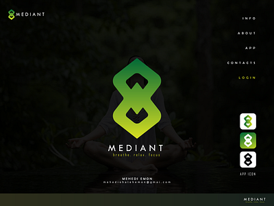 M E D I A N T adobe branding company concept creative design graphic design green illustration landing page logo meditation nature shop ui website yoga