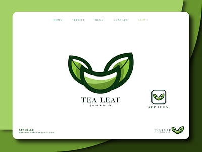 TEA LEAF adobe branding colorfull company concept creative design graphic design green illustration leaf logo minimal service shop tea ui vector website