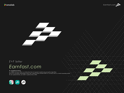 Earnfast.com 3d adobe ai app art branding company concept creative cryptocurrency design graphic design grid logo icon illustration landing page logo minimal money website