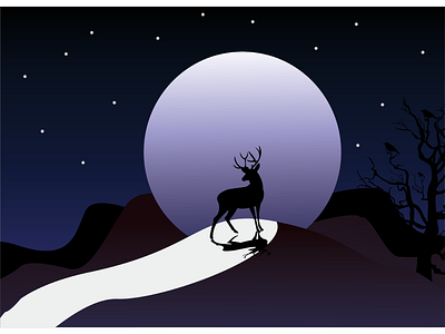 lonely deer at night