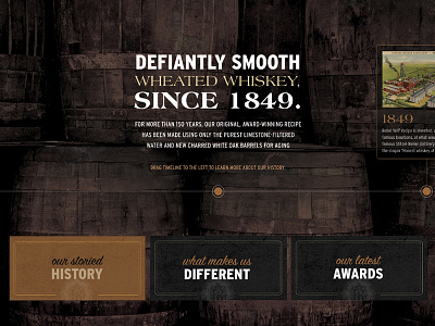 Timeline barrels design digital interactive texture timeline website whiskey