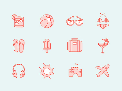 Vacation Icons design icon illustration line objects simple summer vacation