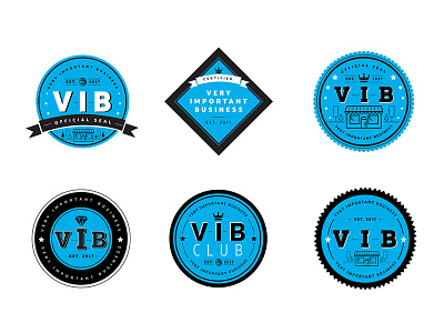 V-I-B badges badge black blue design emblem icon illustration logo seal vip