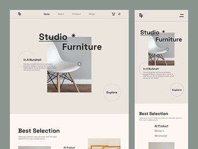Studio*Furniture - Product Showcase Landing Page app apps branding clean design graphic design mobile product showcase typography ui ux web website