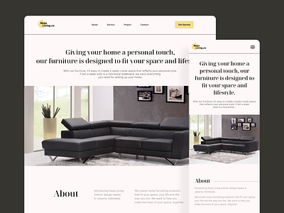 Nusa Living Web and Mobile Landing Page app branding clean decoration furniture graphic design home living mobile ui website