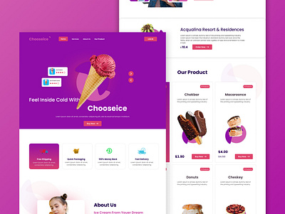 Chooseice - Ice Cream website Design chooseice graphic design ice cream website ice landing page ui ui design uiux user interface ux design web design