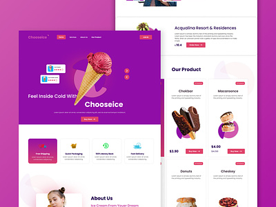 Chooseice - Ice Cream website Design chooseice graphic design ice cream website ice landing page ui ui design uiux user interface ux design web design