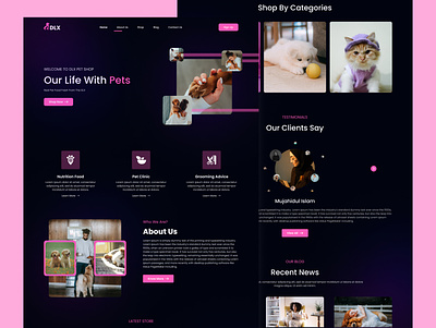 Pets Products Landing Page cat dog figma landing page pet products uiux design user interface ux design web design website website ui ux