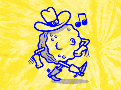 Honky Tonkin' Guerilla Bizkit biscuit bitmap boots character design cowboy drawing food halftone mascot nashville printing riso risograph screenprint spurs tennessee western whistle