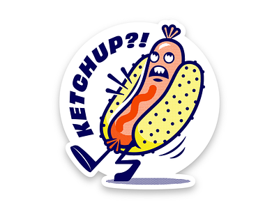 KETCHUP?! Stickers cartoon character chicago chicago style cuisine culinary death drawing food halftone horror hotdog illustration murder regional shirt sticker swag