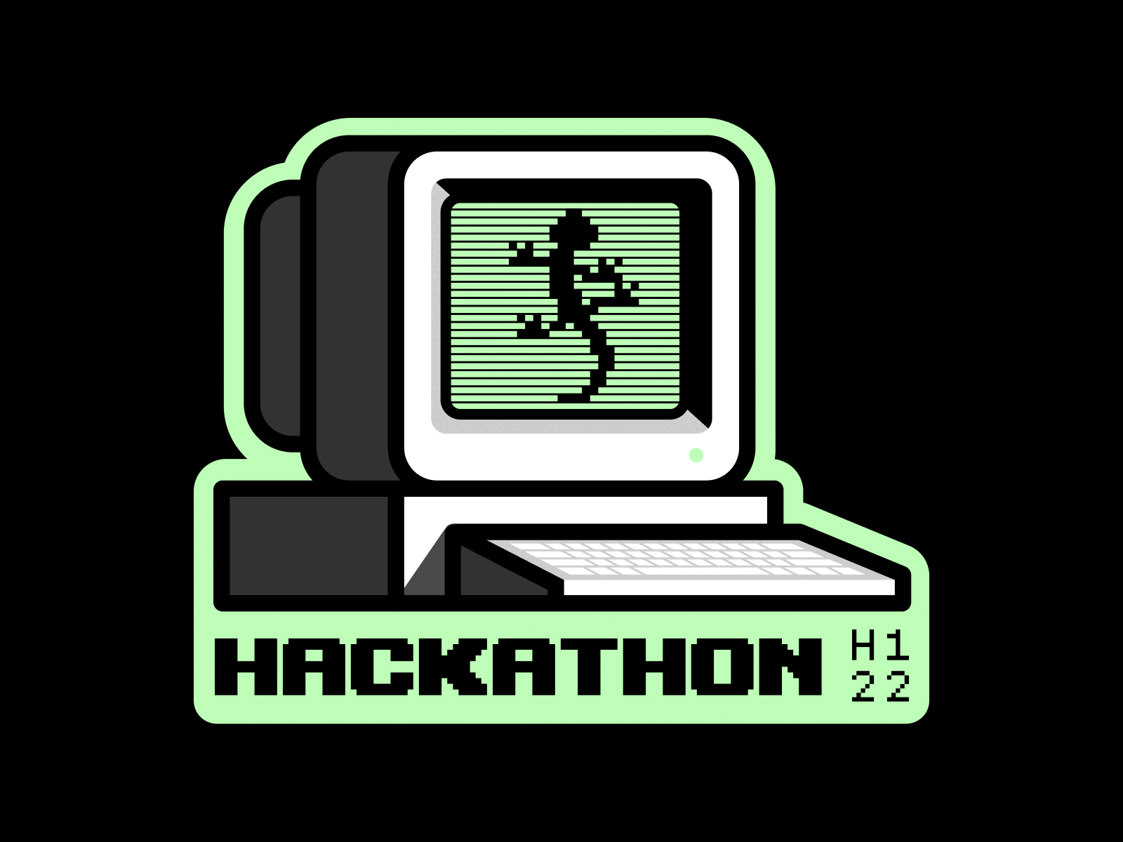 Tegus Hackathon Sticker 8bit animation cartoon computer desktop event gif glow in the dark illustration lenticular lizard motion design retro sticker swag