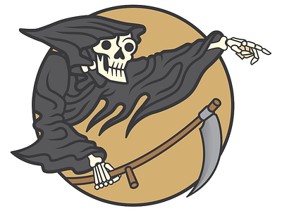 Reaper Logo bold lines death illustration logo reaper robe shirt sickle skeleton skull sticker