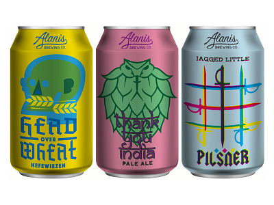 Alanis Brewing Co. - Can Series beer branding brewery can food illustration label logo mock up music packaging series