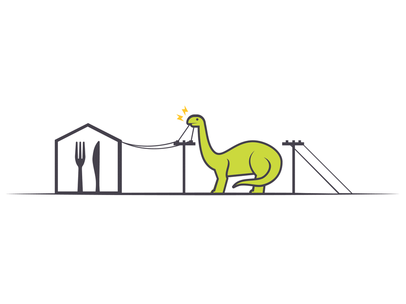 Dino Trouble 404 animation dinosaur electric error humor illustration logo simple web