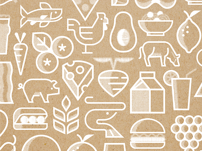 Icon Pattern Update bitmap craft paper food icon iconography minimal packaging pattern print