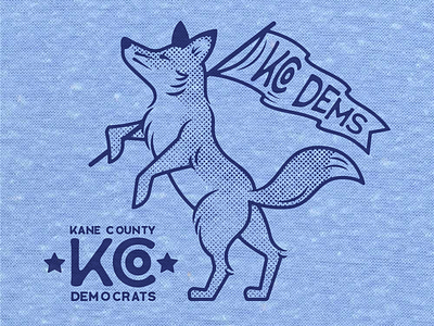 Kane County Democrats Shirt Design animal cartoon fashion fox government halftone illustration political retro screenprint shirt tshirt