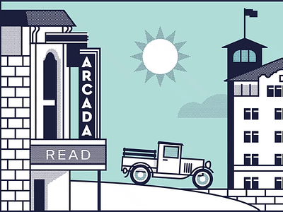 St. Charles Library Mural Concept american americana animal architecture art deco automotive building car eagle environment environmental design flat halftone history illinois midwest mural nautical public signpainting
