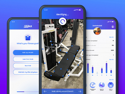 FitAR: Fitness App Concept app concept app design augmented reality badges branding illustration ui design ux design